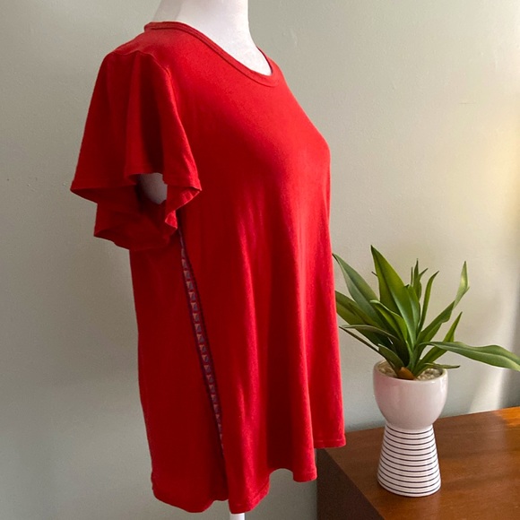 Anthropologie Dolan Left Coast Melinda Embroidered Flutter Sleeve Tee EU… - Picture 5 of 11